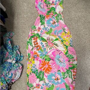 Tube top floral maxi dress